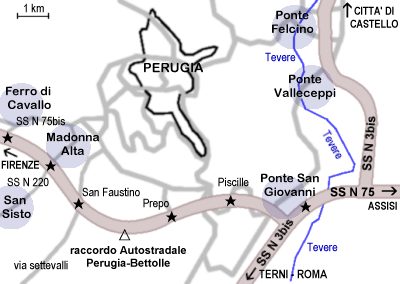 SS75bis exits to Perugia